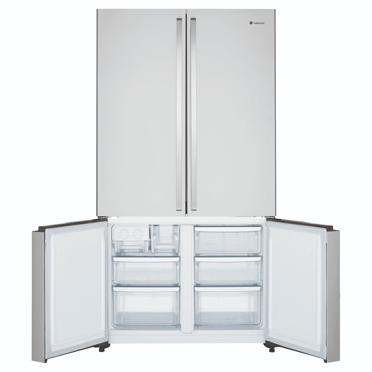 Westinghouse 541L Stainless Steel Quad Door Refrigerator with In-Door Dispenser WQE6000SB, Front View With Lower Double Door Open View