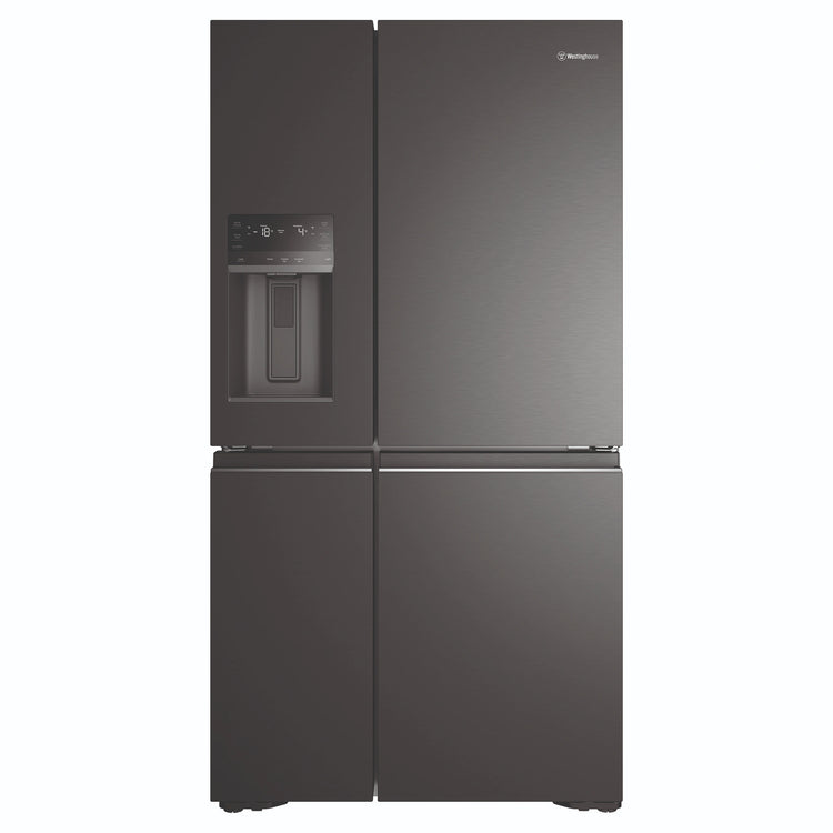 Westinghouse 609L Black Quad Door Refrigerator with In-Door Ice Dispenser WQE6170BB, Front View
