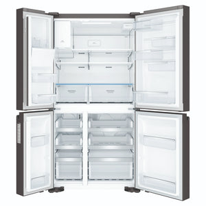 Westinghouse 609L Black Quad Door Refrigerator with In-Door Ice Dispenser WQE6170BB, Front View With Double Door Open View