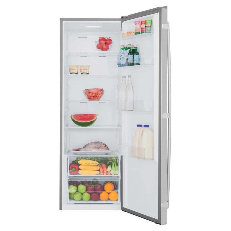 Westinghouse 322L Stainless Steel Single Door Fridge WRB3504AB, Door Open with Food View