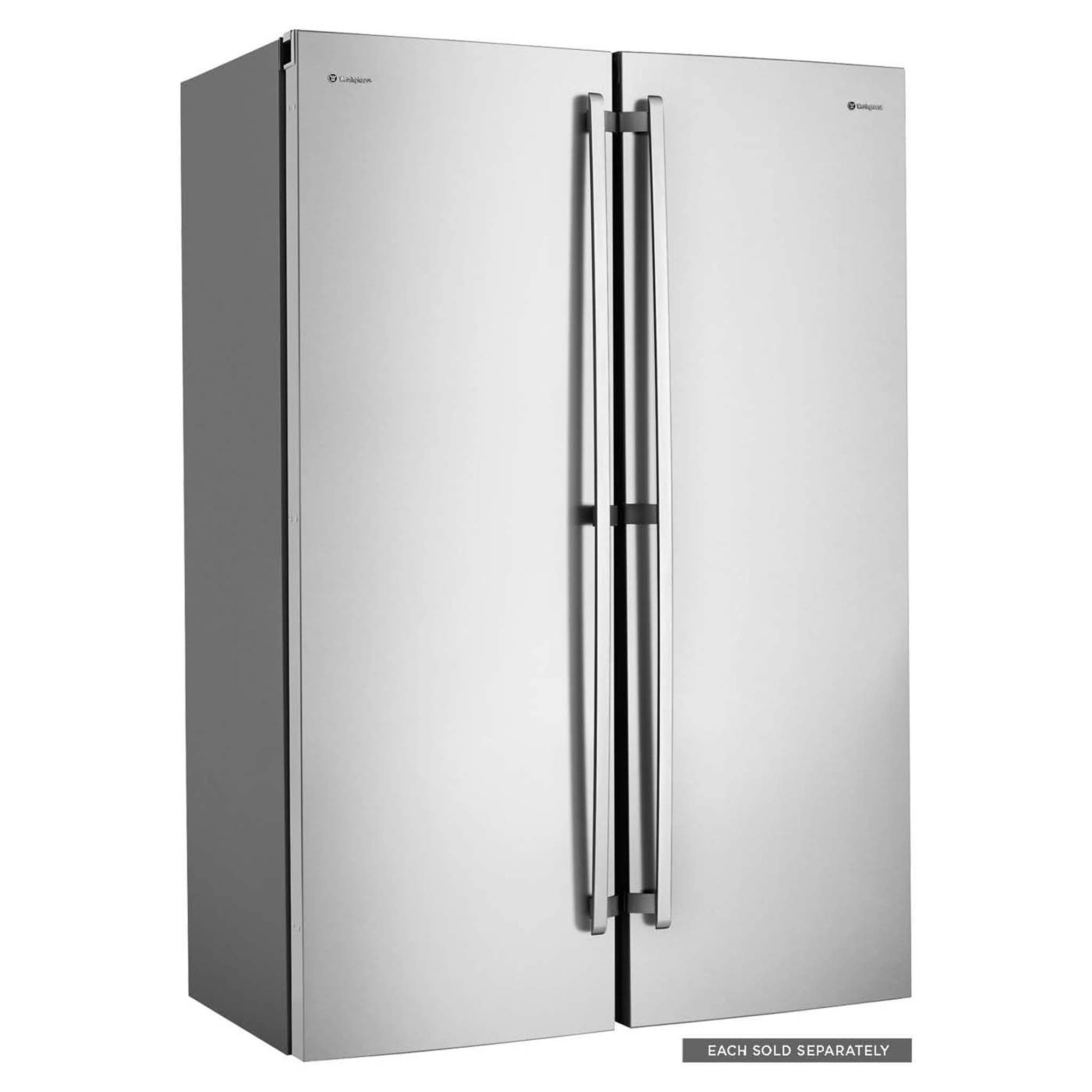 Westinghouse 328L Stainless Steel Single Door Fridge WRB3504SA, Left and Right Angle View