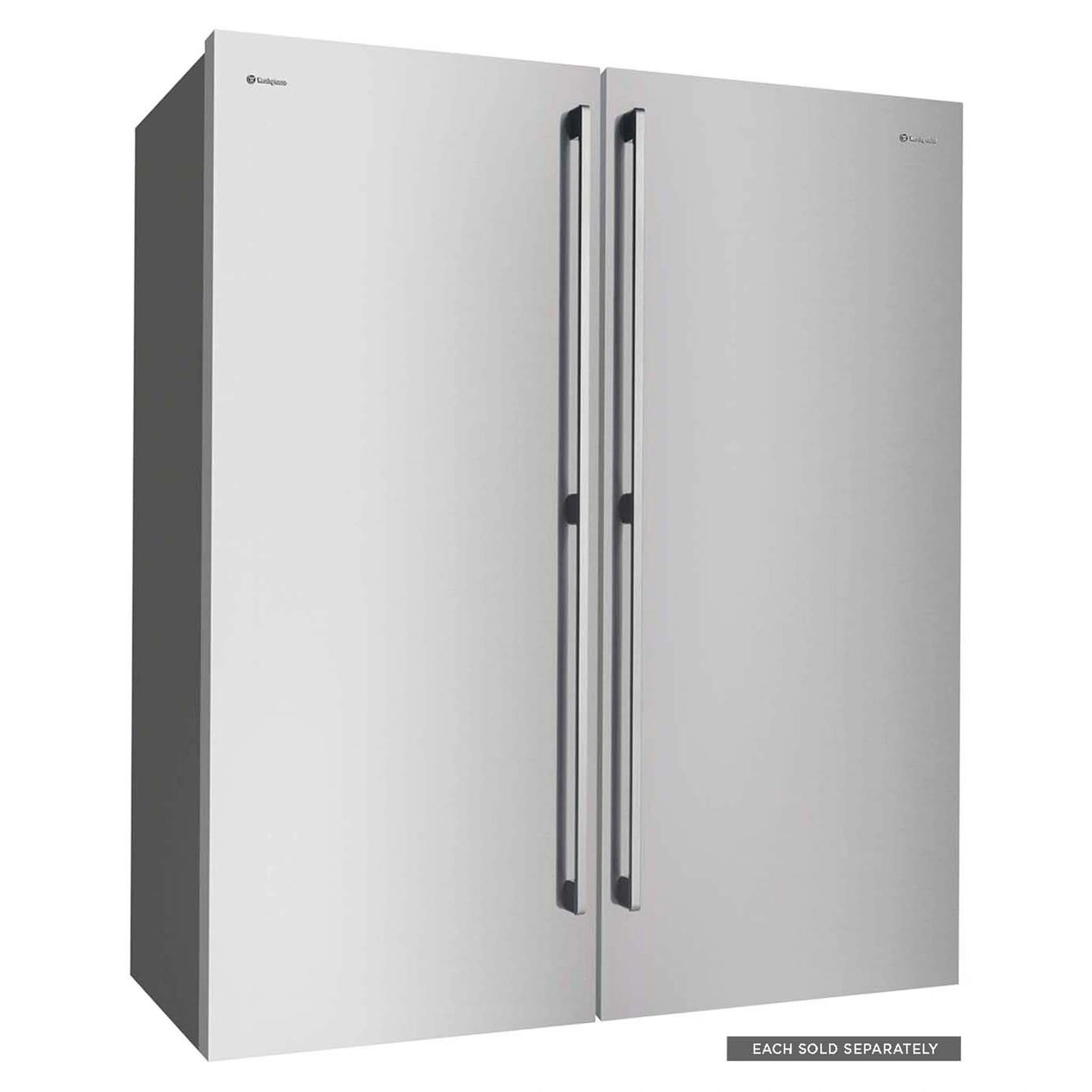 Westinghouse 466L Stainless Steel Upright Left Hinge Fridge WRB5004SCL, Left Right Angle View