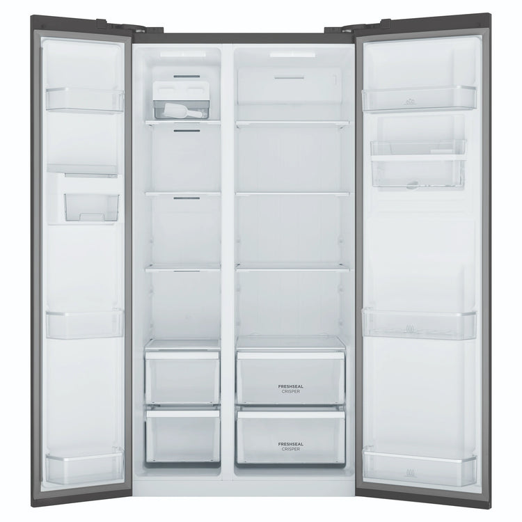 Westinghouse 619L Side-By-Side Fridge WSE6640BA, Front Double Door Open View