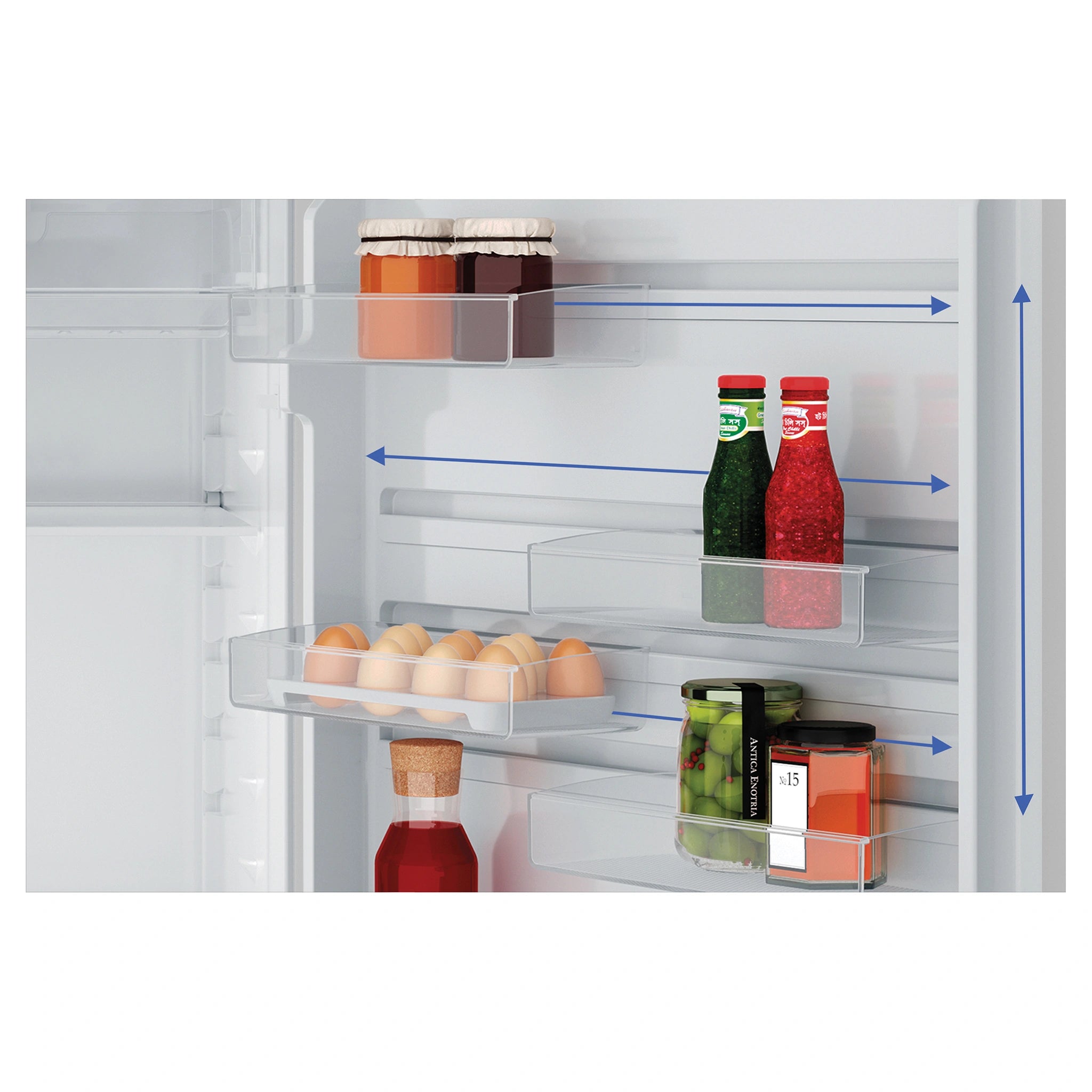 Westinghouse 312L Top Mount Fridge - Silver WTM3100SLX, Fridge Door View Storages