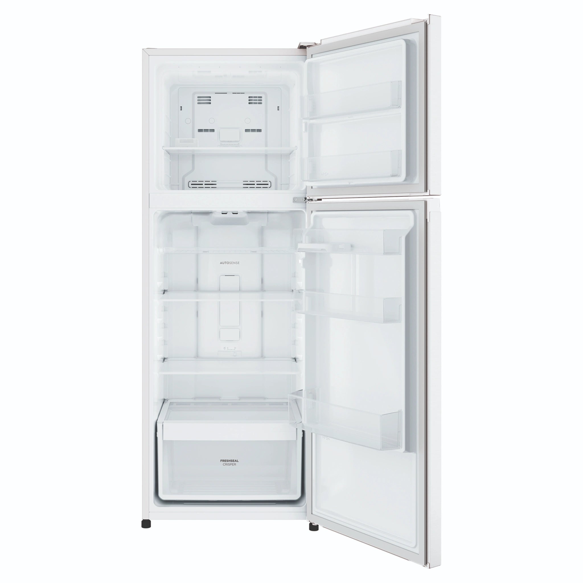 Westinghouse 341L Top Mount Fridge - White WTM3400WLX, Front View With Door Open
