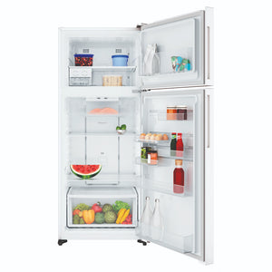 Westinghouse 431L Top Mount Fridge, White WTM4302WDR, Front View With Door Open Storages