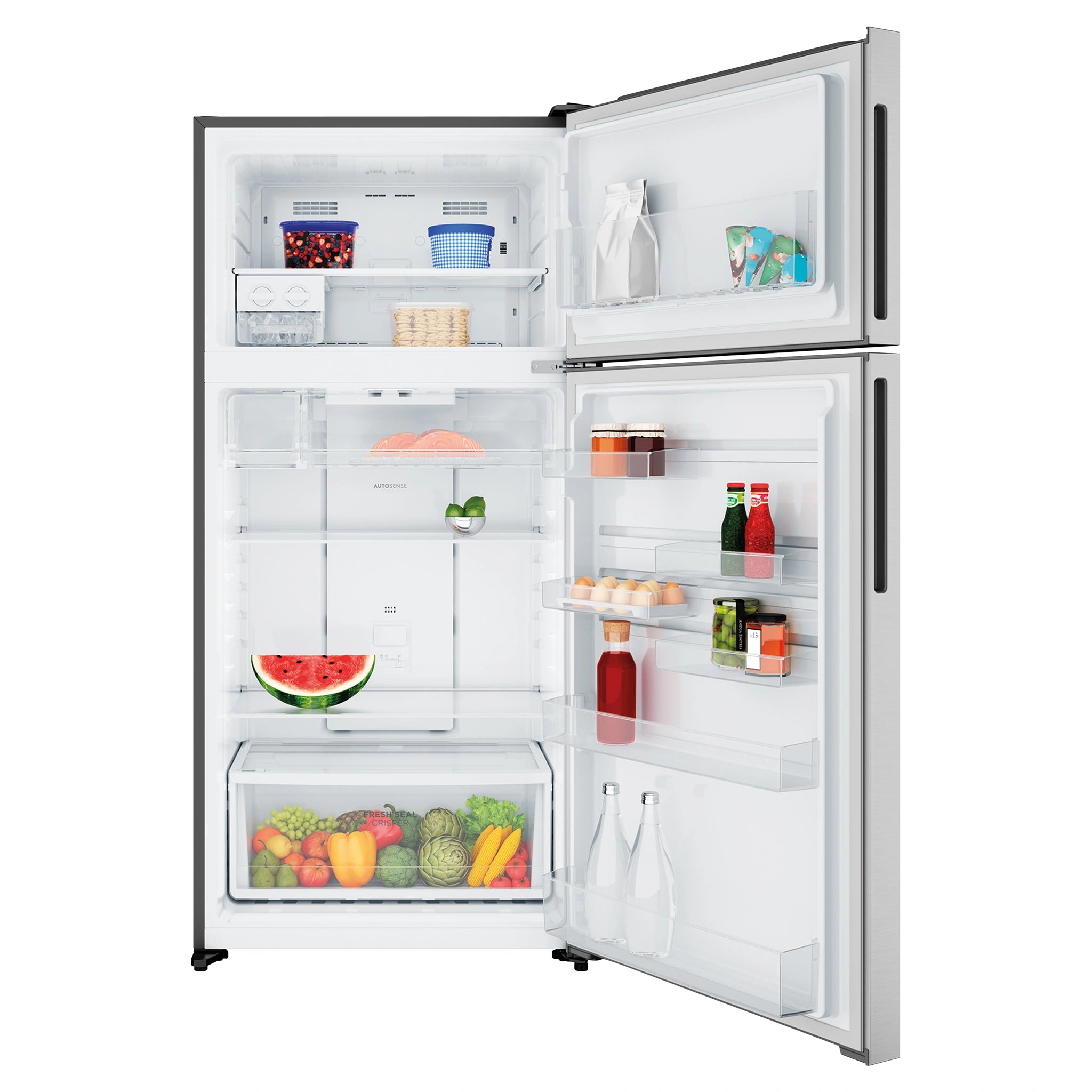 Westinghouse WTM5002SDR 503L Top Mount Fridge, Front View With Door Open Storages