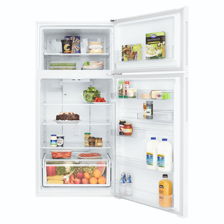 Westinghouse 503L Top Mount Fridge, White WTM5002WER, Front View With Door Open Storages