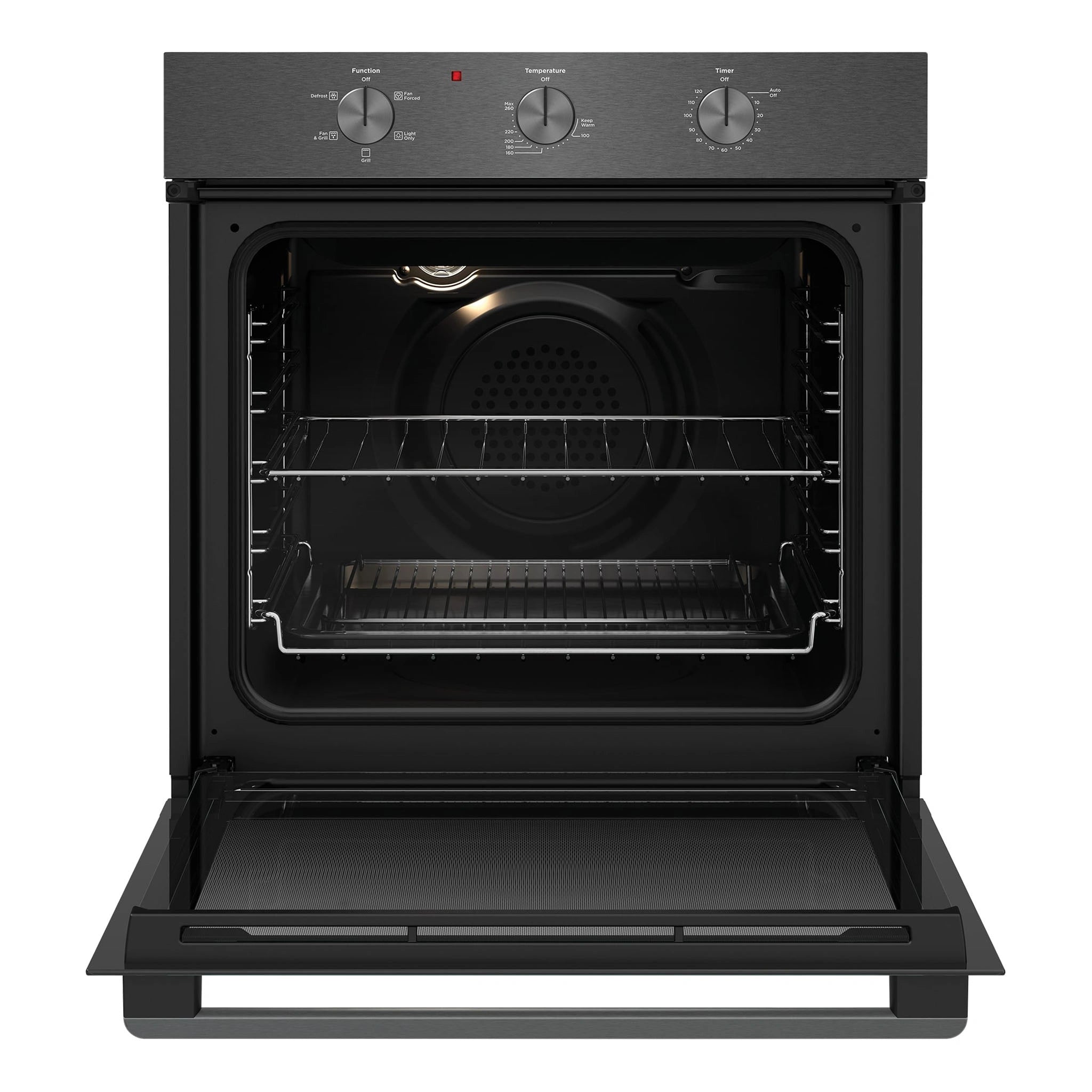 Westinghouse 60cm Multi-Function Oven Dark Stainless Steel WVE6314DD, Front View with Open Door