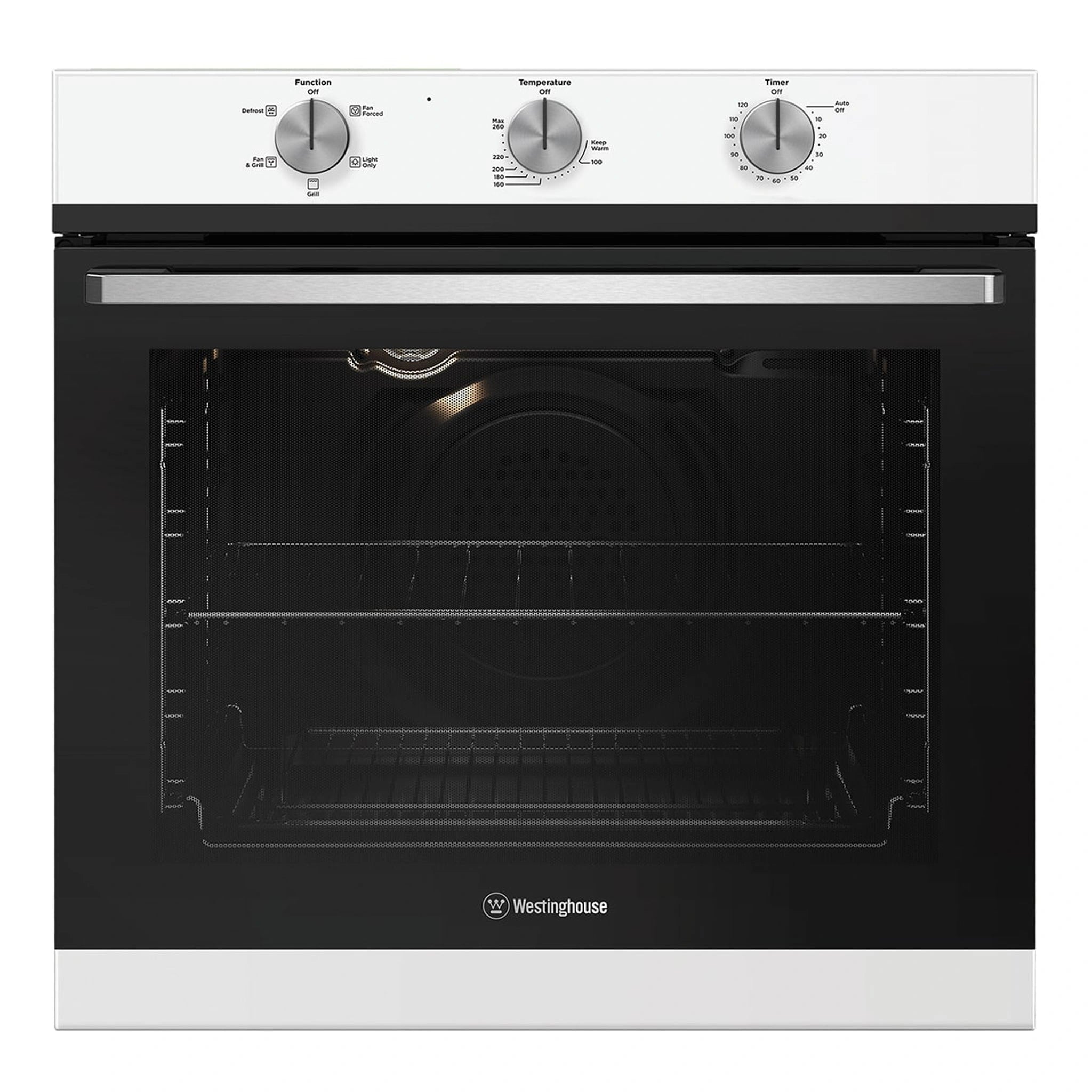 Westinghouse 60cm Multi-Function Oven White WVE6314WD, Front View
