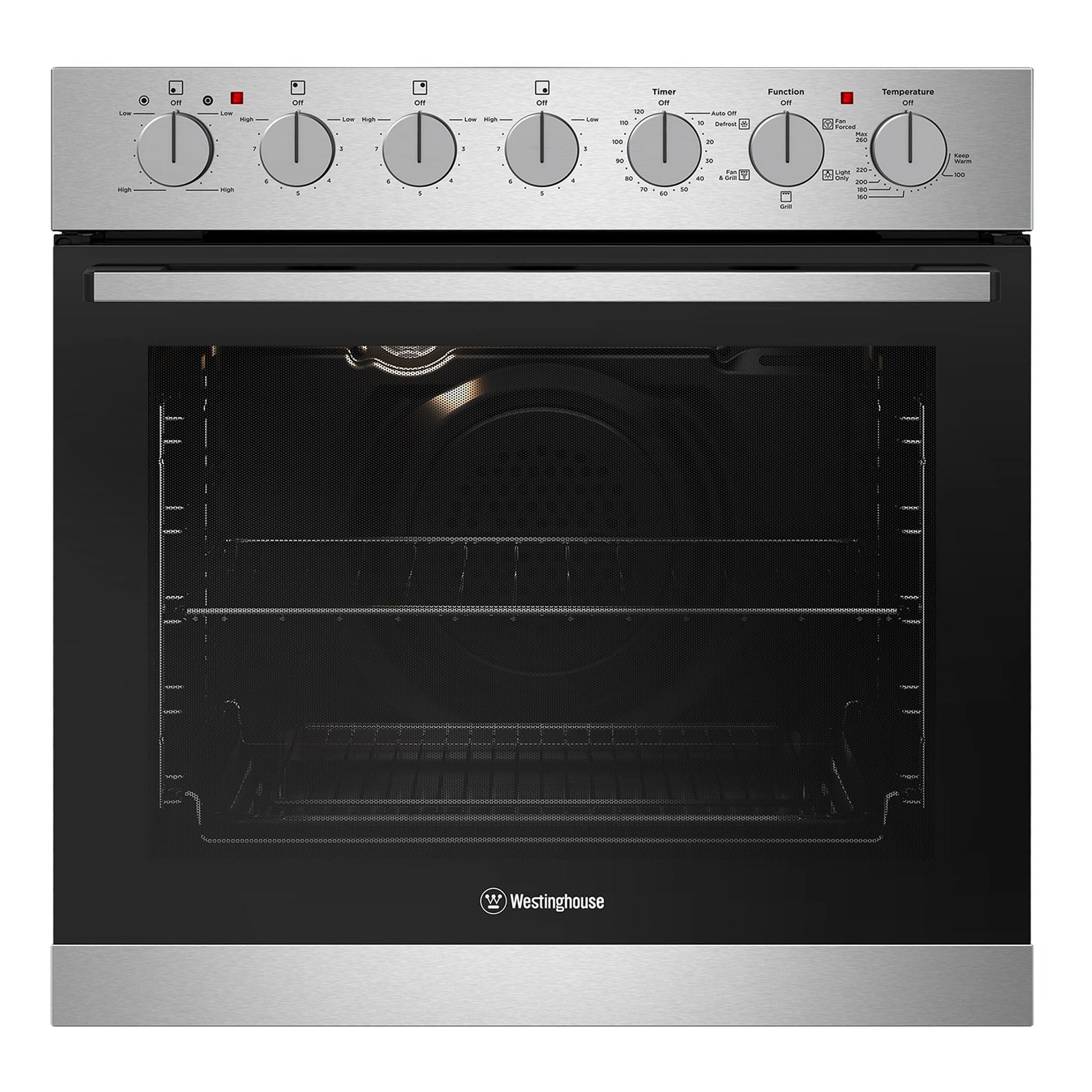 Westinghouse 60cm Electric Oven & 60cm Ceramic Cooktop Pack WVE645SC, Front View