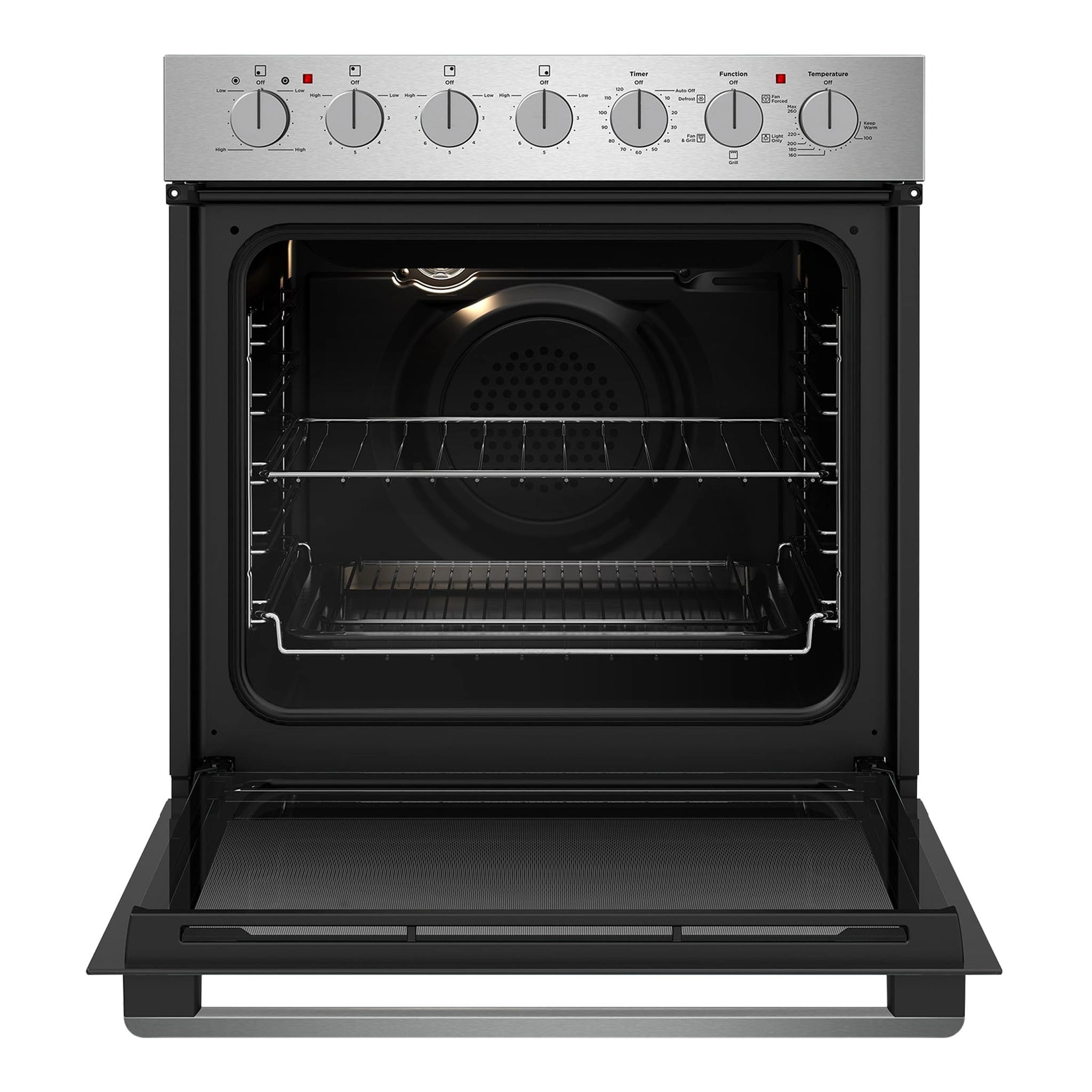 Westinghouse 60cm Electric Oven & 60cm Ceramic Cooktop Pack WVE645SC, Front View with Door Open