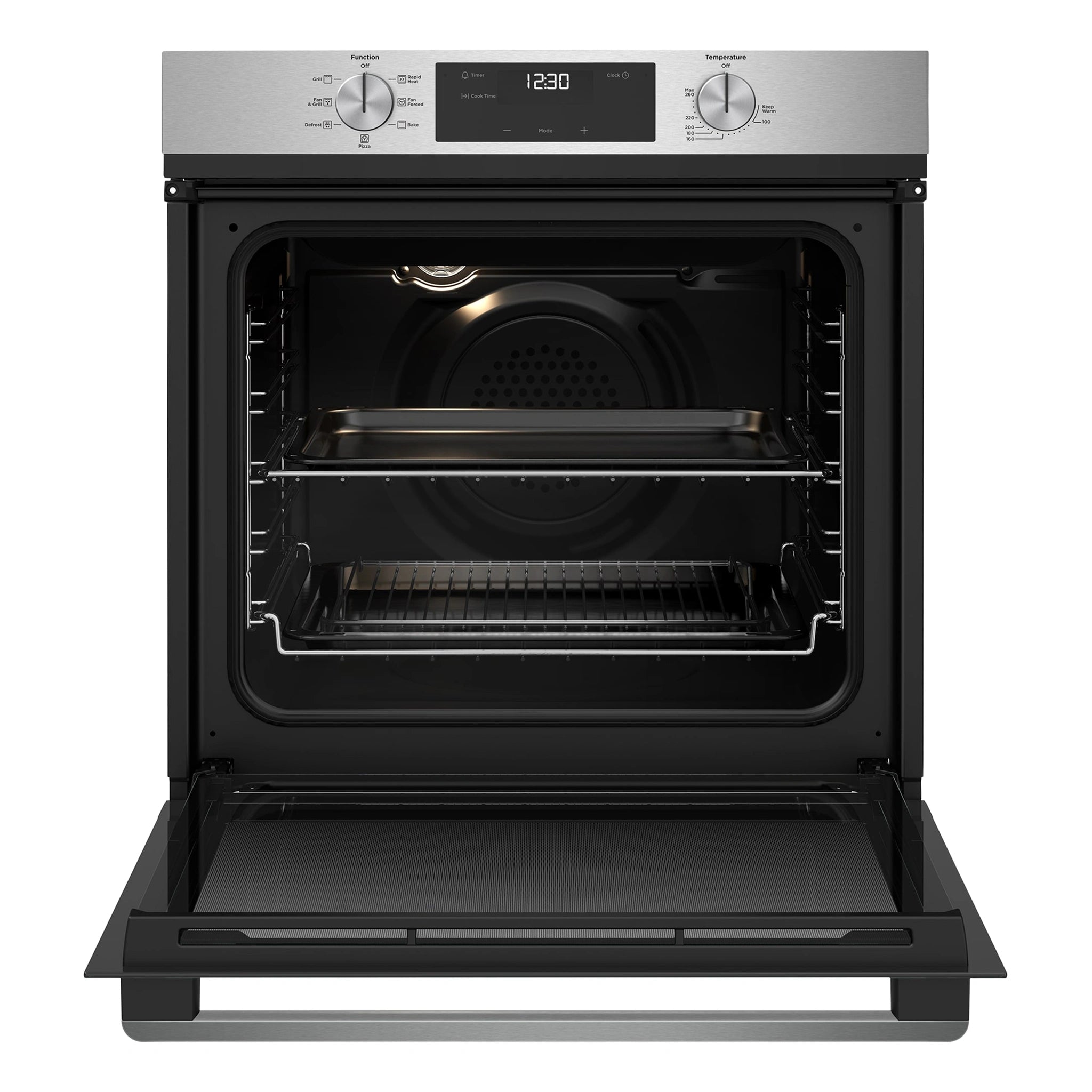 Westinghouse 60cm Stainless Steel Multi-Function Oven WVE6515SD, Front View with Door Open