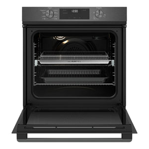 Westinghouse 60cm Multi-Function Oven with Air Fry Dark Stainless Steel WVE6516DD, Front View With Door Open