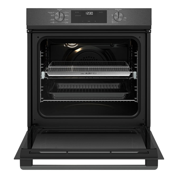 Westinghouse 60cm Multi-Function Oven with Air Fry Dark Stainless Steel WVE6516DD, Front View With Door Open