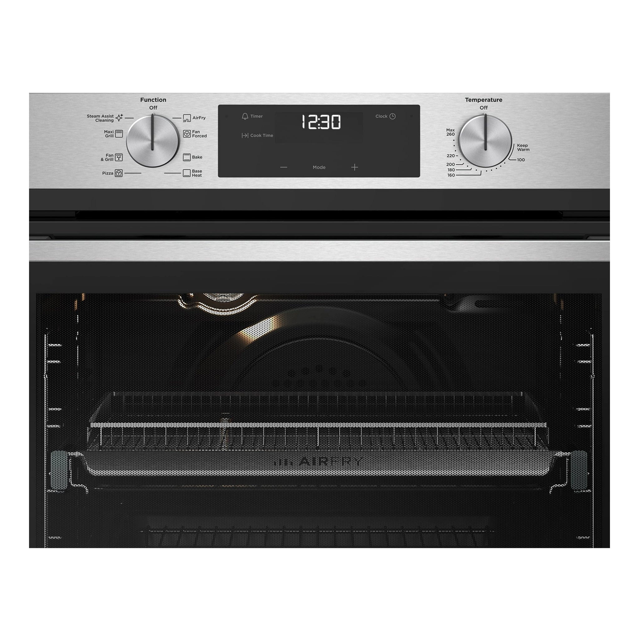 Westinghouse 60cm Multi-Function Oven with AirFry Stainless Steel WVE6516SD, Control Panel View