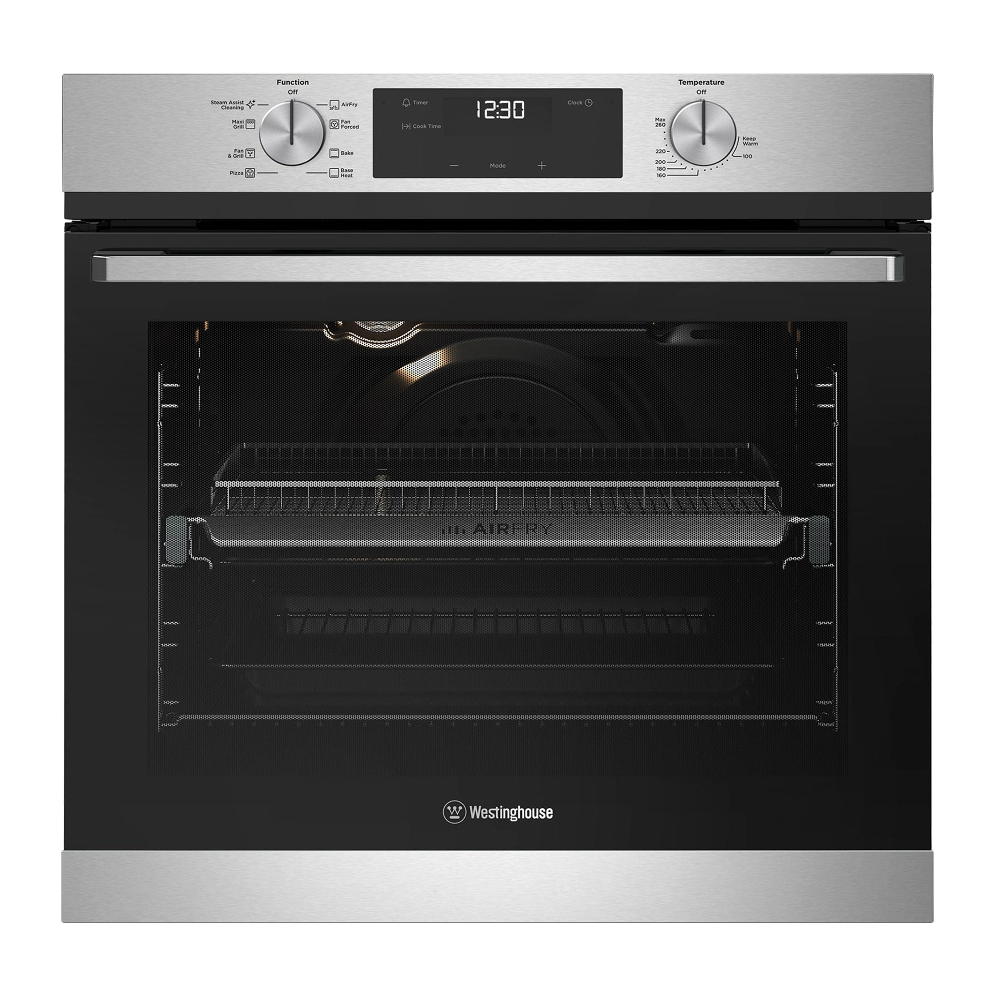 Westinghouse 60cm Multi-Function Oven with AirFry Stainless Steel WVE6516SD, Front View