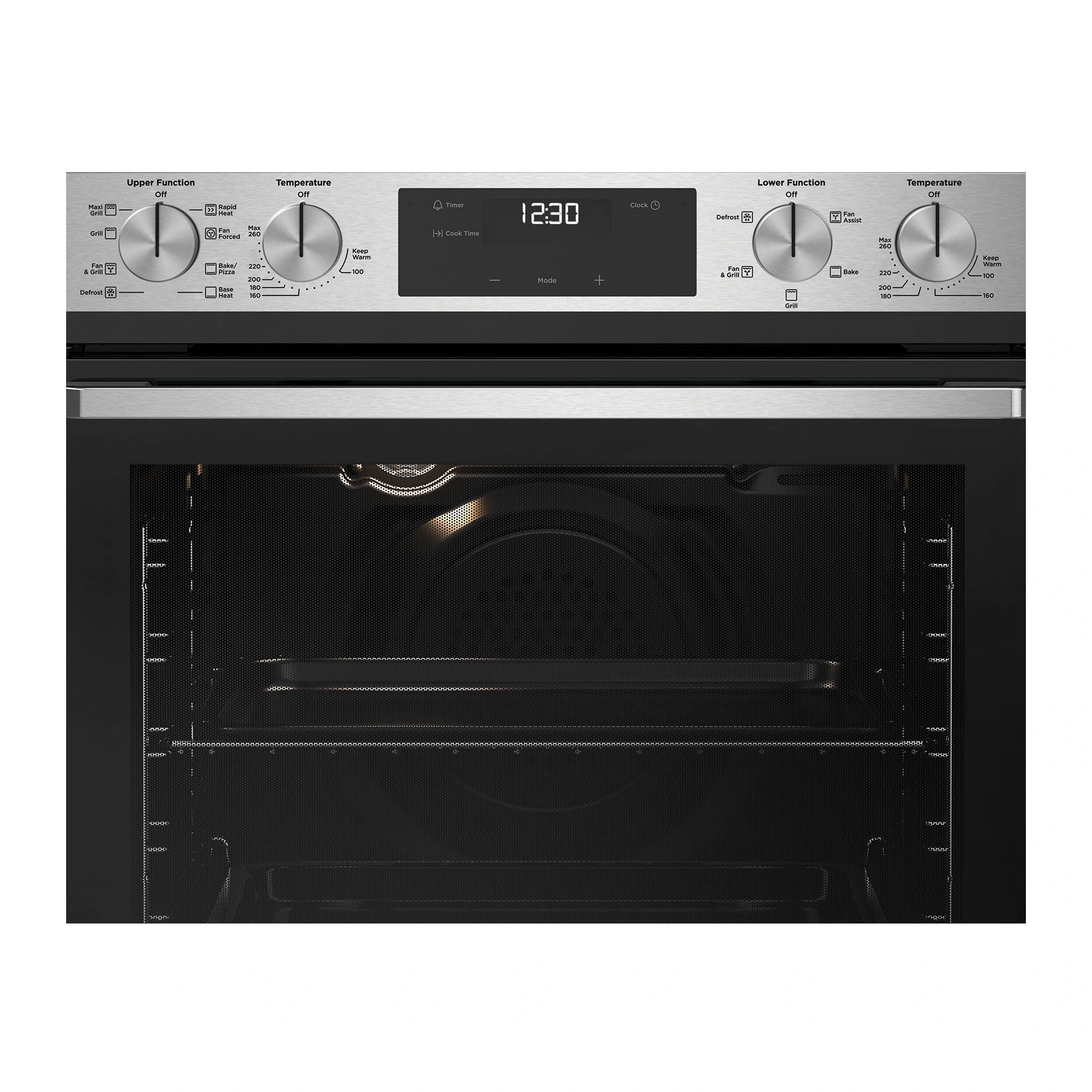 Westinghouse 60cm Multi-Function Double Oven Stainless Steel WVE6525SD, Control Panel View