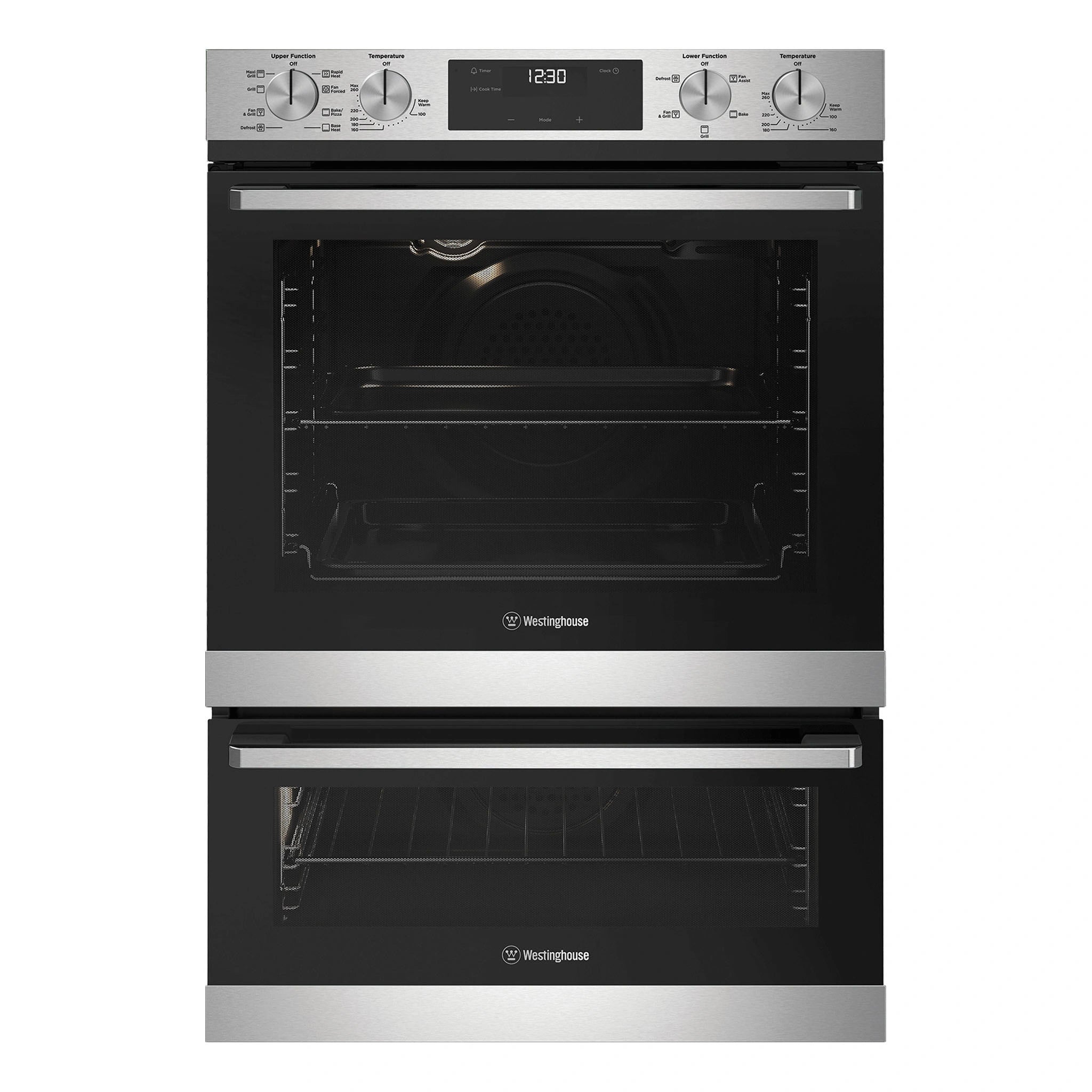 Westinghouse 60cm Multi-Function Double Oven Stainless Steel WVE6525SD, Front Doble Oven View