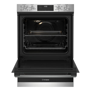 Westinghouse 60cm Multi-Function Double Oven Stainless Steel WVE6525SD, Front View with Door Open