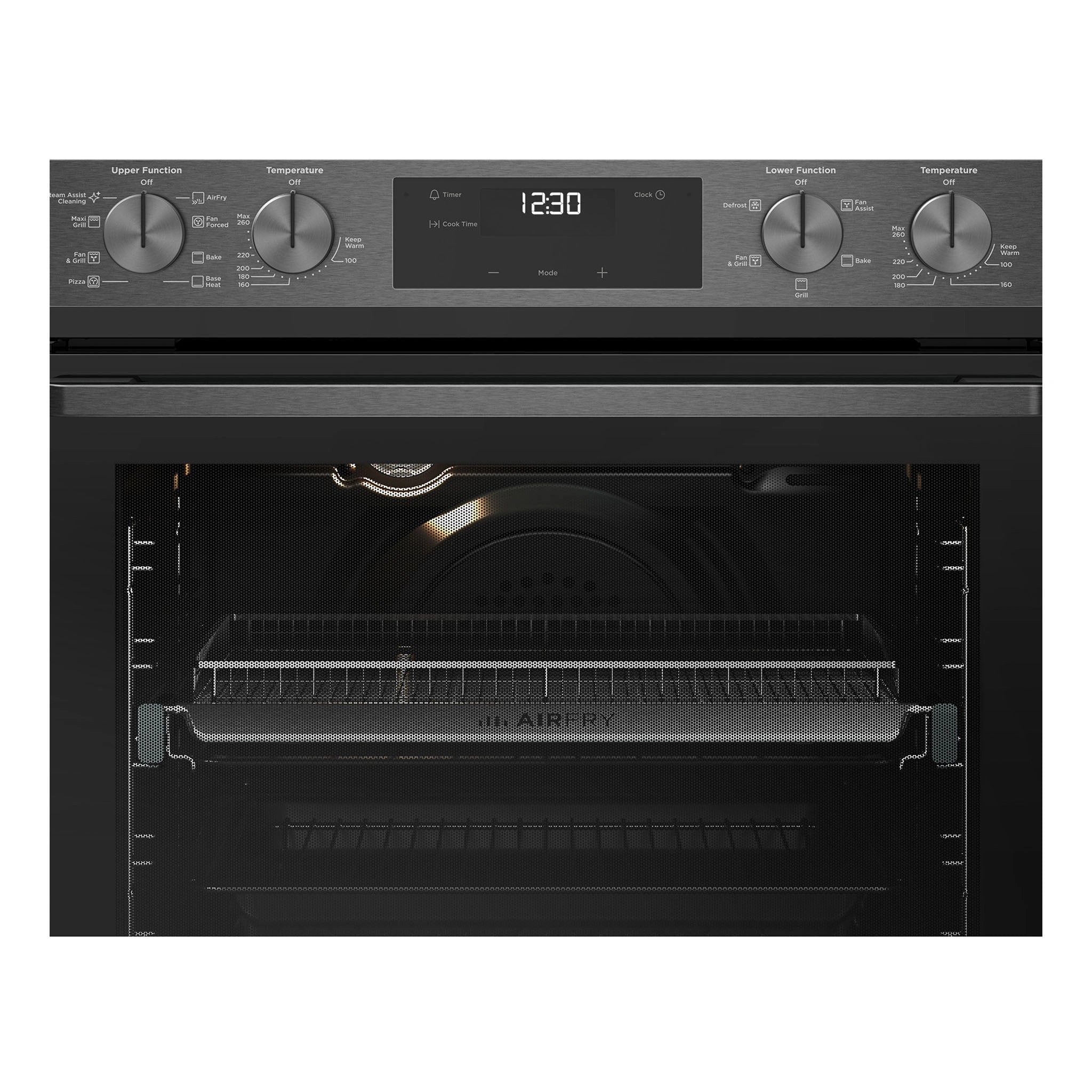 Westinghouse 60cm Multi-Function Double Oven Dark Stainless Steel WVE6526DD, Control Panel View