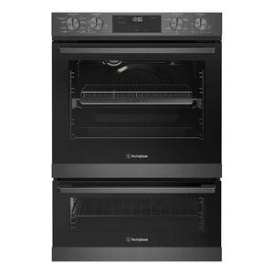 Westinghouse 60cm Multi-Function Double Oven Dark Stainless Steel WVE6526DD, Front Double Oven View