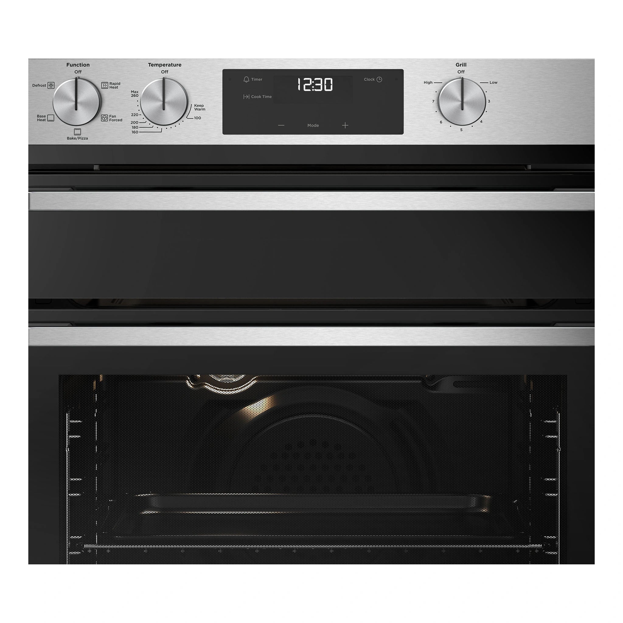Westinghouse 60cm Multi-Function Oven with Separate Grill Stainless Steel WVE6555SD, Control Panel View