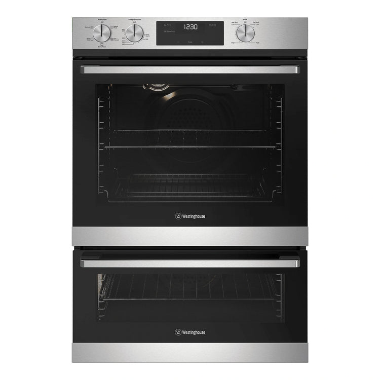 Westinghouse 60cm Multi-Function Stainless Steel Oven & Grill WVE6565SD, Front Double Oven View 