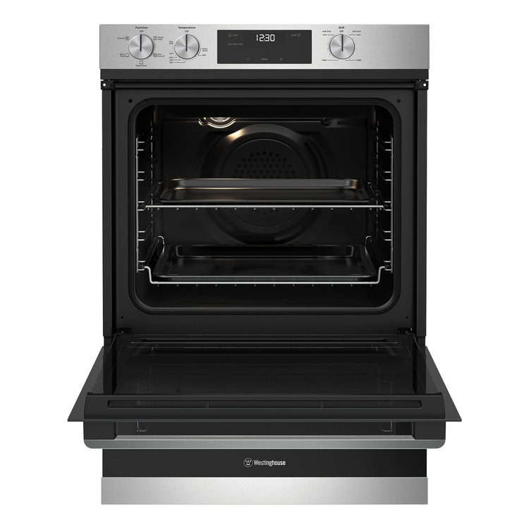 Westinghouse 60cm Multi-Function Stainless Steel Oven & Grill WVE6565SD, Front View with Open Door