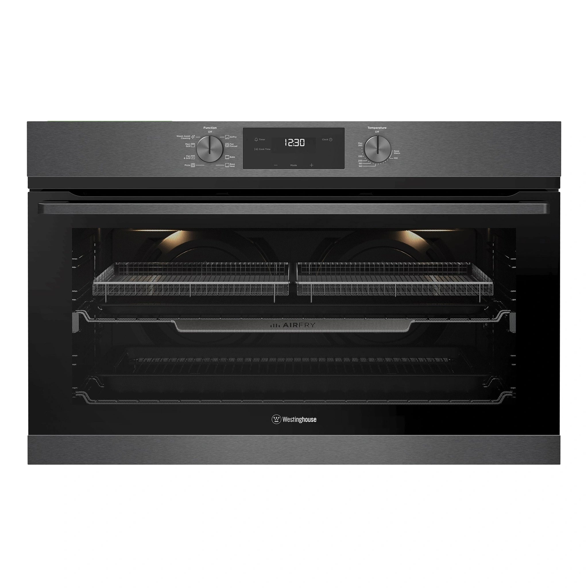 Westinghouse 90cm Multi-Function Oven with Air Fry Dark Stainless Steel WVE9516DD, Front View