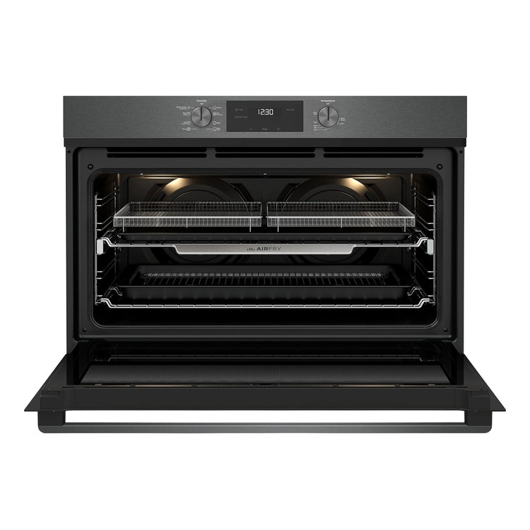 Westinghouse 90cm Multi-Function Oven with Air Fry Dark Stainless Steel WVE9516DD, Front View With Door Open