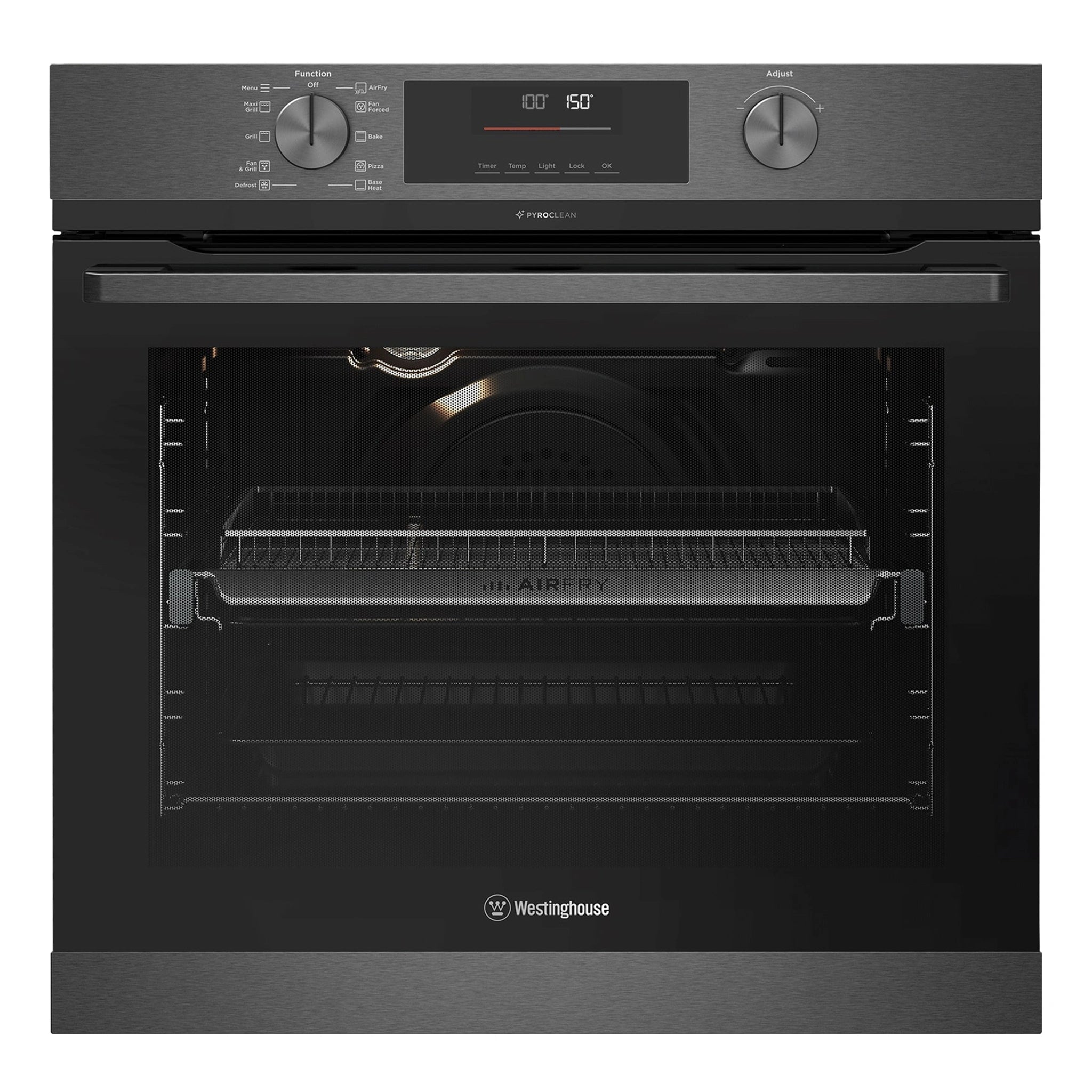 Westinghouse 60cm Multi-Function Pyrolytic Oven with Air Fry Dark Stainless Steel WVEP6716DD, Front View