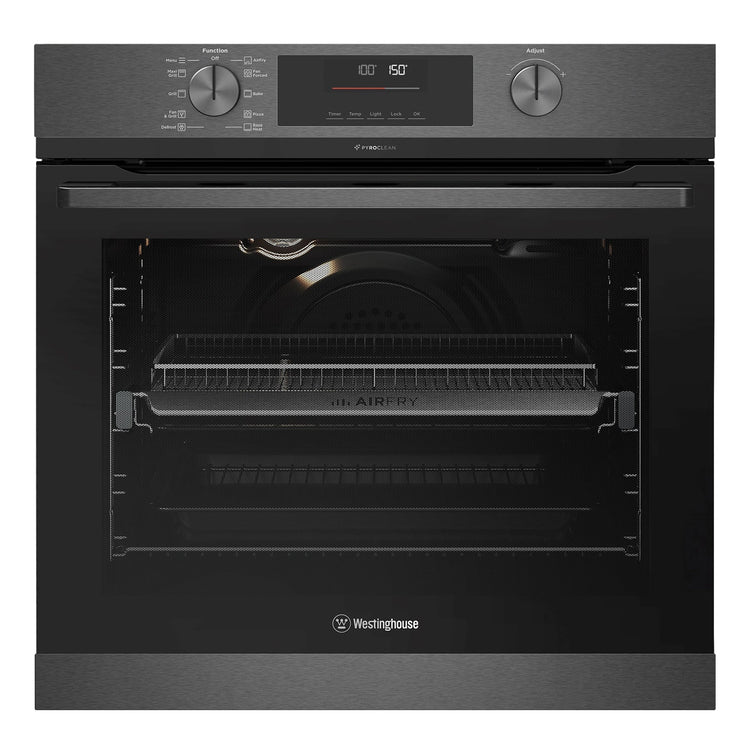 Westinghouse 60cm Multi-Function Pyrolytic Oven with Air Fry Dark Stainless Steel WVEP6716DD, Front View