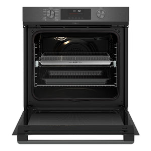 Westinghouse 60cm Multi-Function Pyrolytic Oven with Air Fry Dark Stainless Steel WVEP6716DD, Front View With Door Open