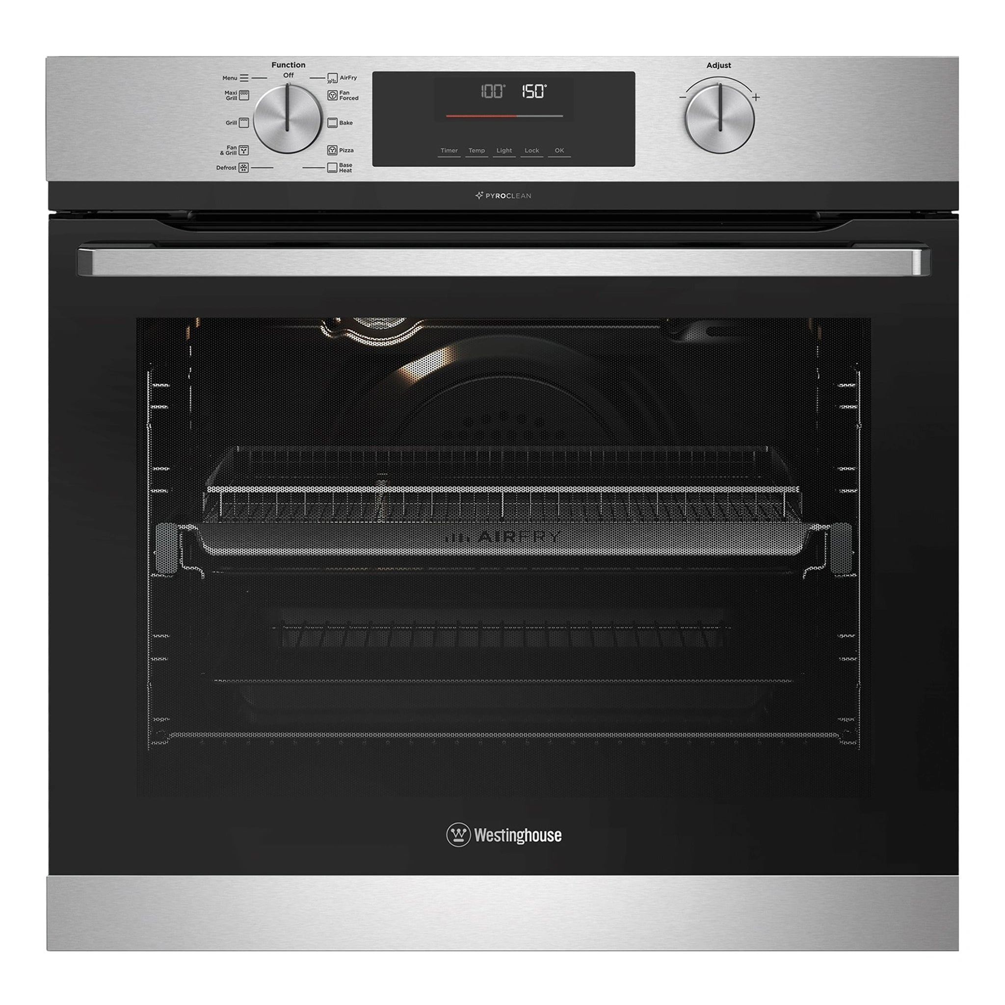 Westinghouse 60cm Multi-Function Pyrolytic Oven with Air Fry Stainless Steel WVEP6716SD, Front View
