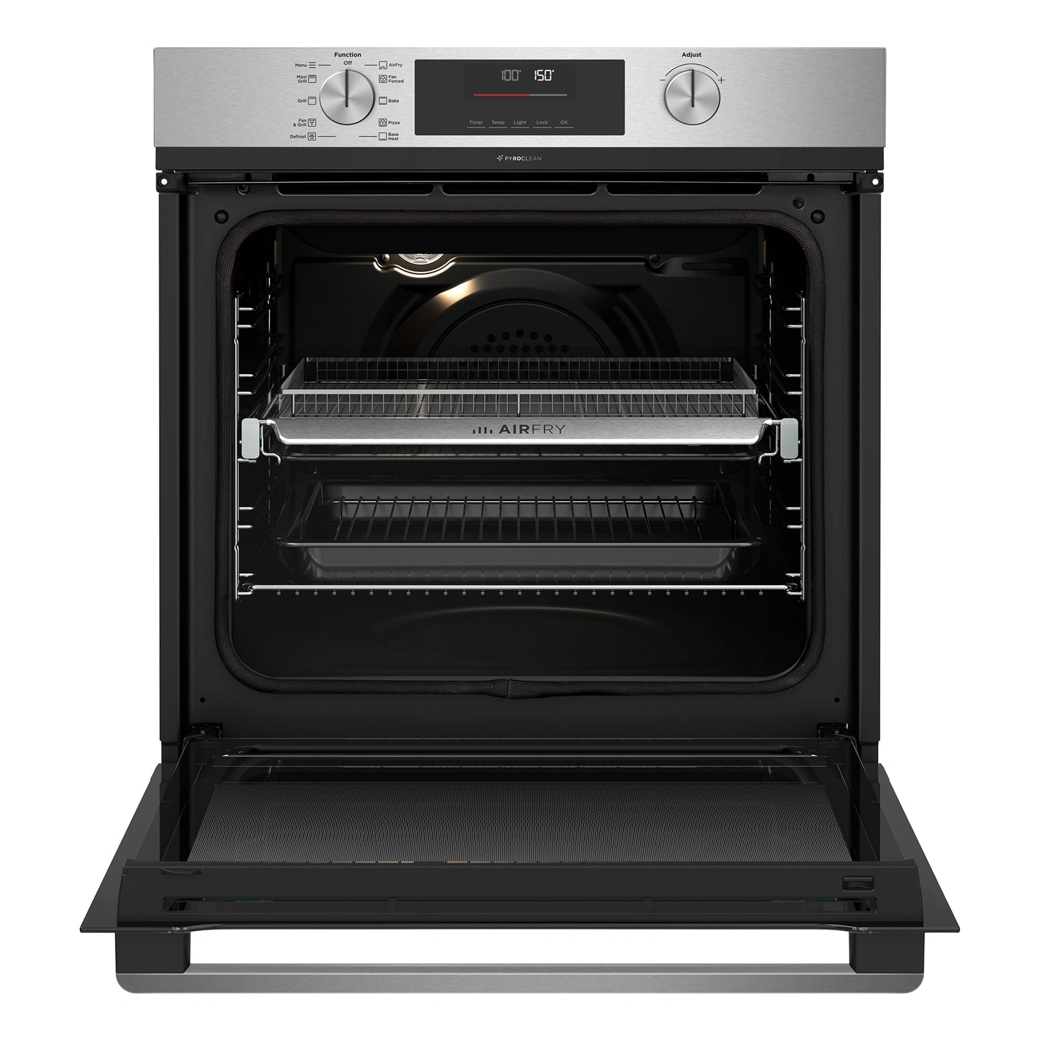 Westinghouse 60cm Multi-Function Pyrolytic Oven with Air Fry Stainless Steel WVEP6716SD, Front View With Door Open
