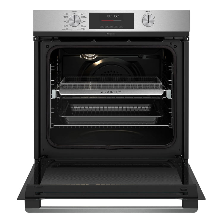 Westinghouse 60cm Multi-Function Pyrolytic Oven with Air Fry Stainless Steel WVEP6716SD, Front View With Door Open
