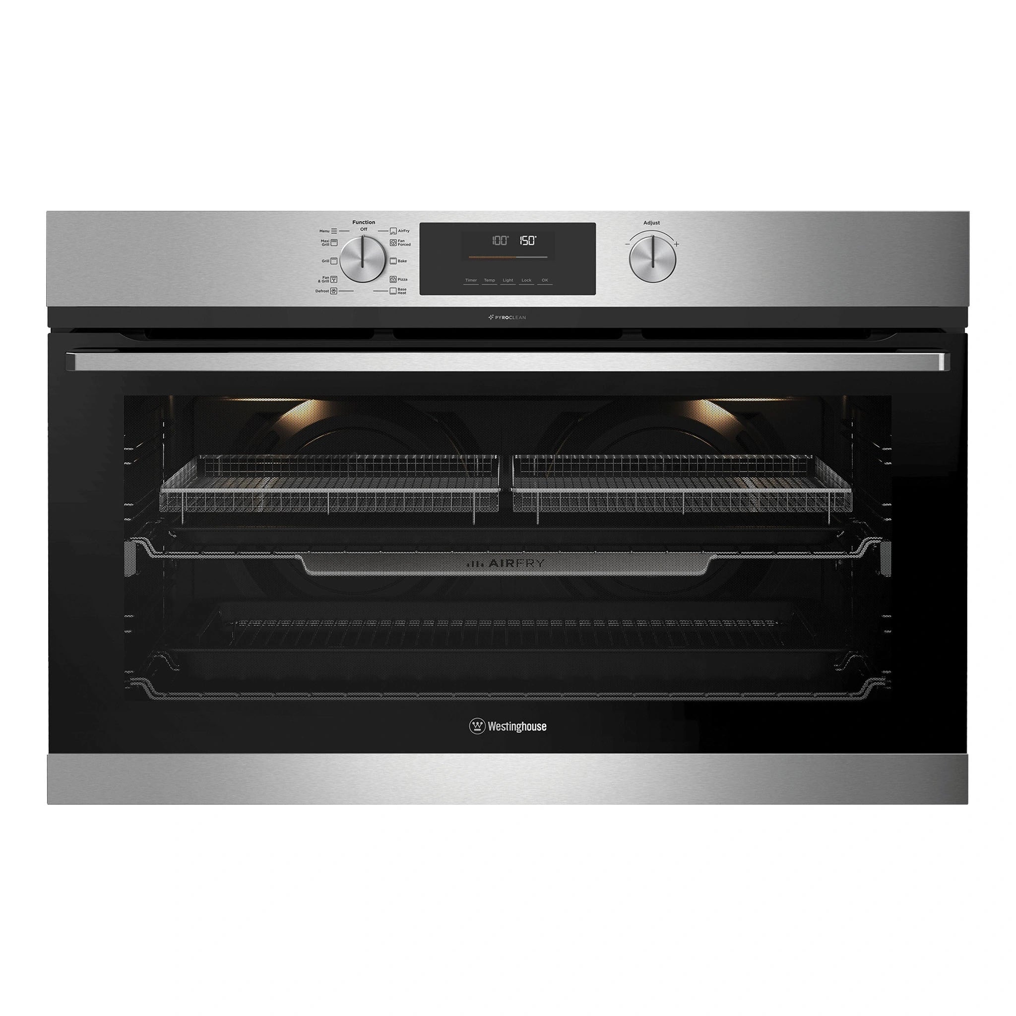Westinghouse 90cm Multi-Function Pyrolytic Oven with AirFry Stainless Steel WVEP9716SD, Front View