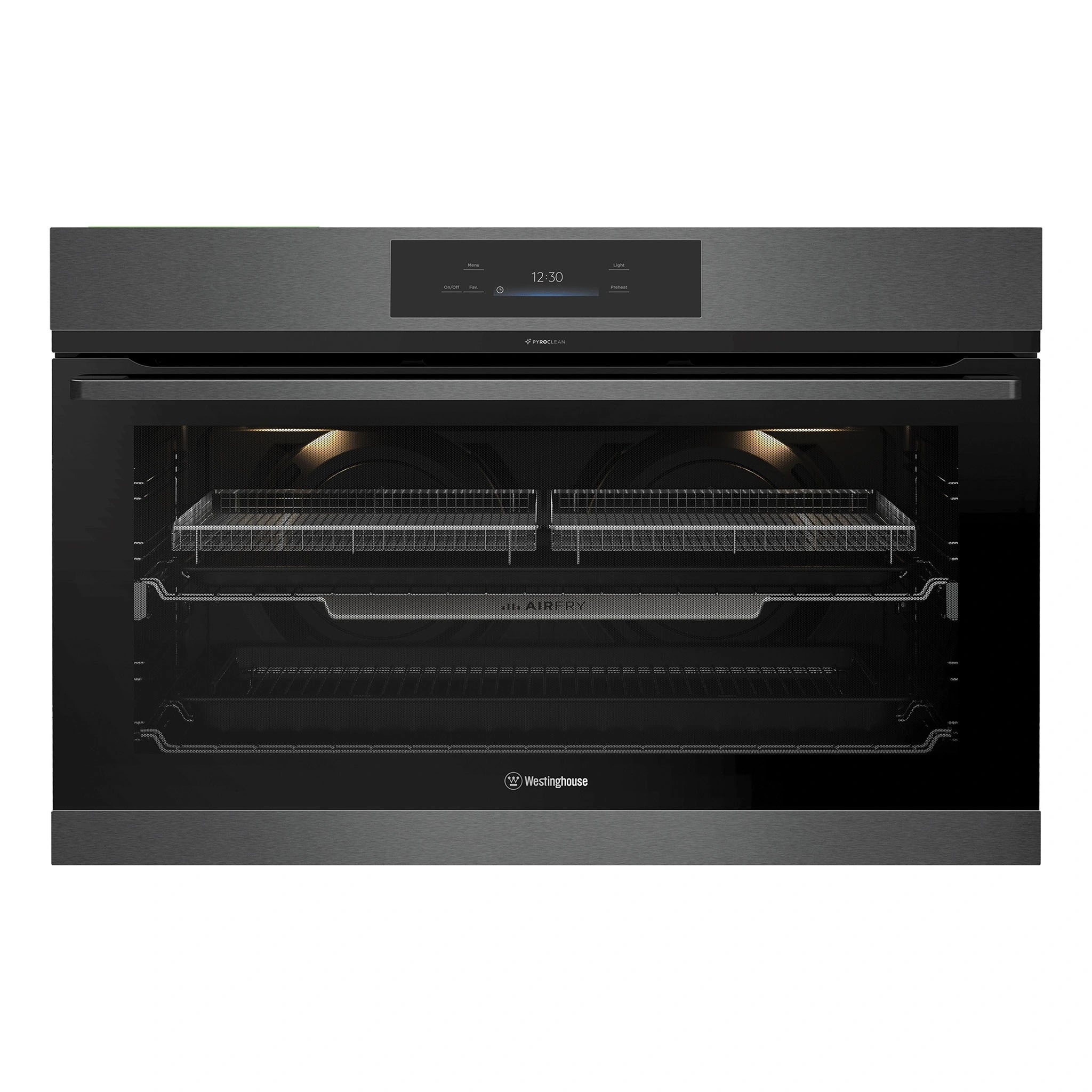 Westinghouse 90cm Multi-Function Pyrolytic Oven and Steam Bake Dark Stainless Steel WVEP9917DD, Front View