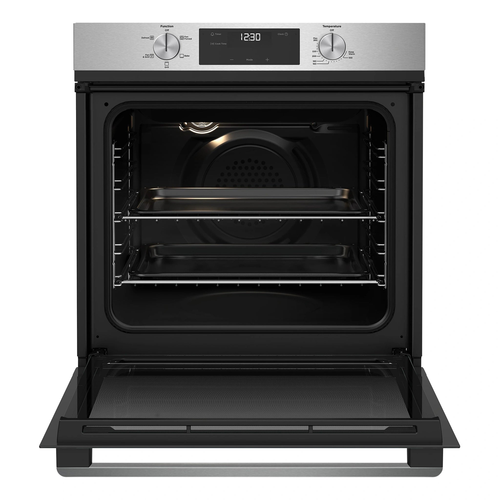 Westinghouse 60cm Multi-Function Gas Oven Stainless Steel WVG6515SD, Front View With Door Open