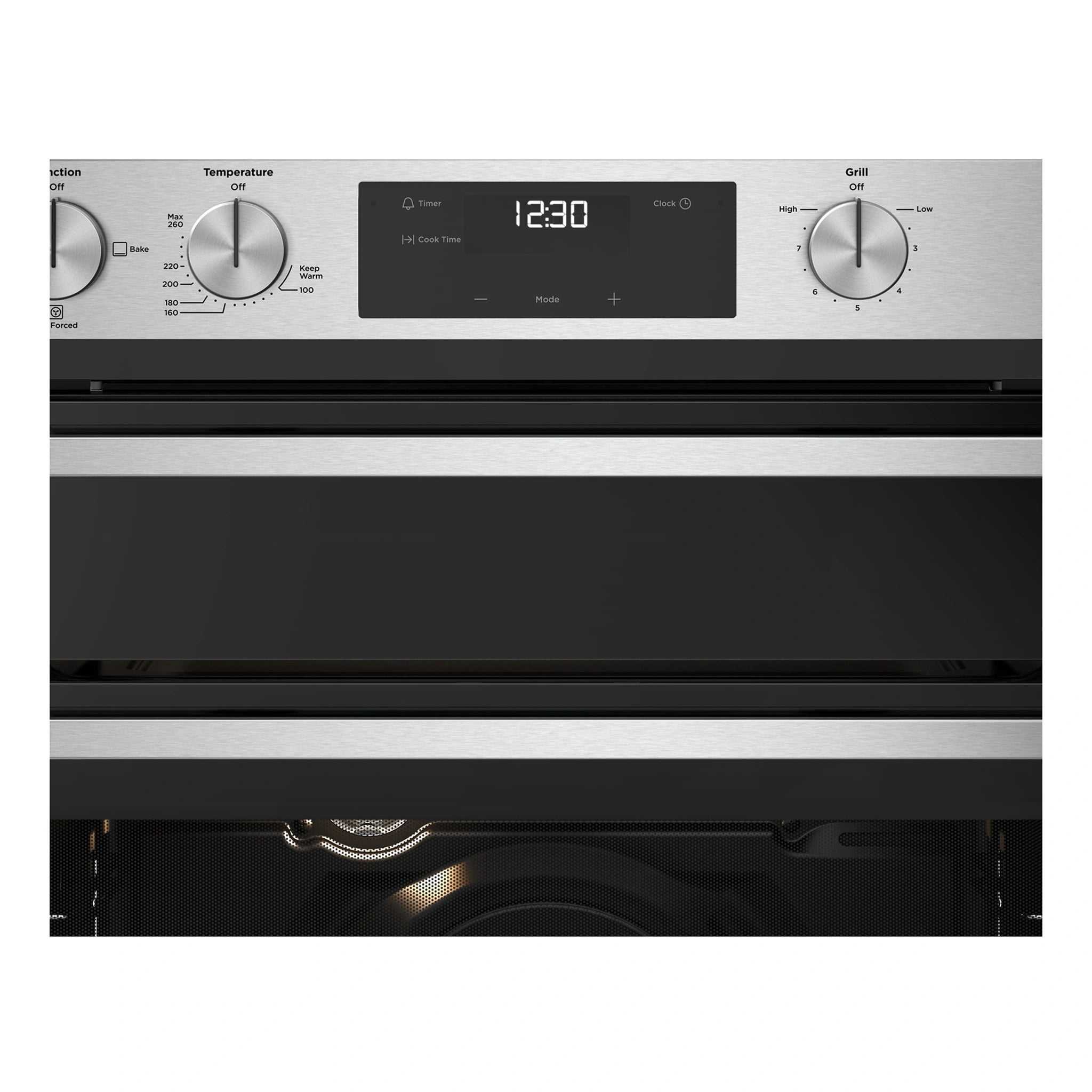 Westinghouse 60cm Multifunction Gas Oven with Separate Grill Stainless Steel WVG6555SD, Control Panel View