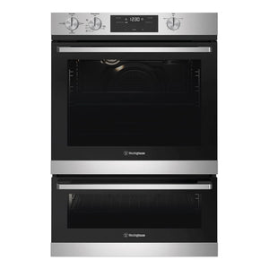Westinghouse 60cm Stainless Steel Natural Gas Oven with Separate Electric Grill WVG665SCNG, Front Double Door View