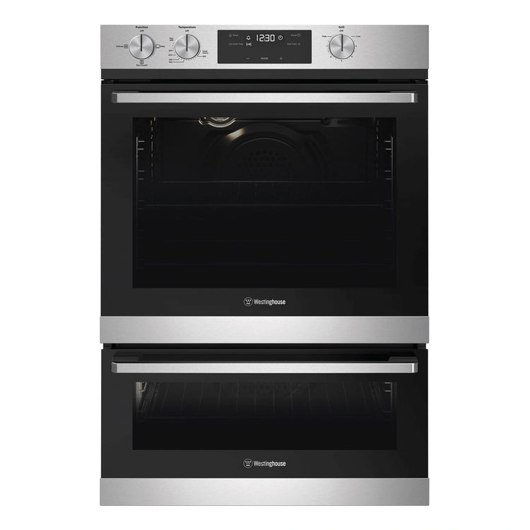 Westinghouse 60cm Stainless Steel Natural Gas Oven with Separate Electric Grill WVG665SCNG, Front Double Door View