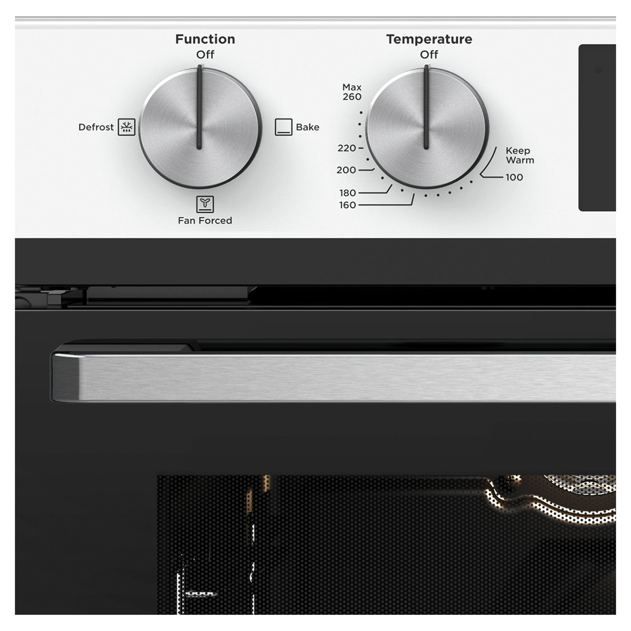 Westinghouse 60cm Multi-Function Three Gas Oven With Separate Grill, White WVG665WCNG, Control Close-Up View