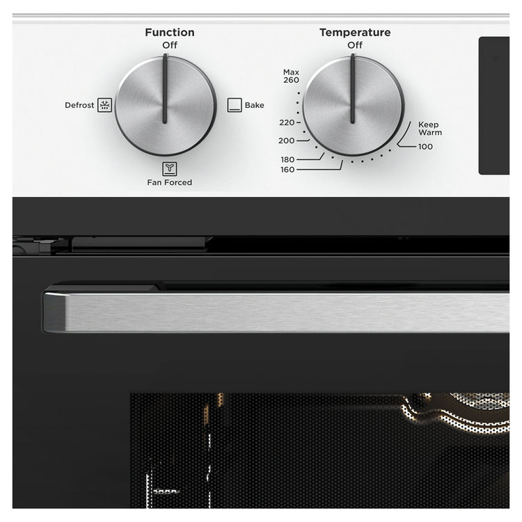 Westinghouse 60cm Multi-Function Three Gas Oven With Separate Grill, White WVG665WCNG, Control Close-Up View