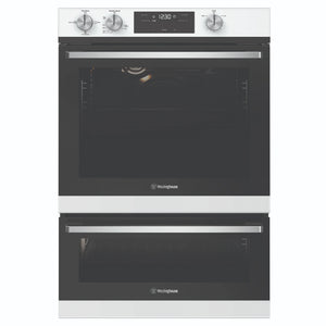 Westinghouse 60cm Multi-Function Three Gas Oven With Separate Grill, White WVG665WCNG, Front Double Door View
