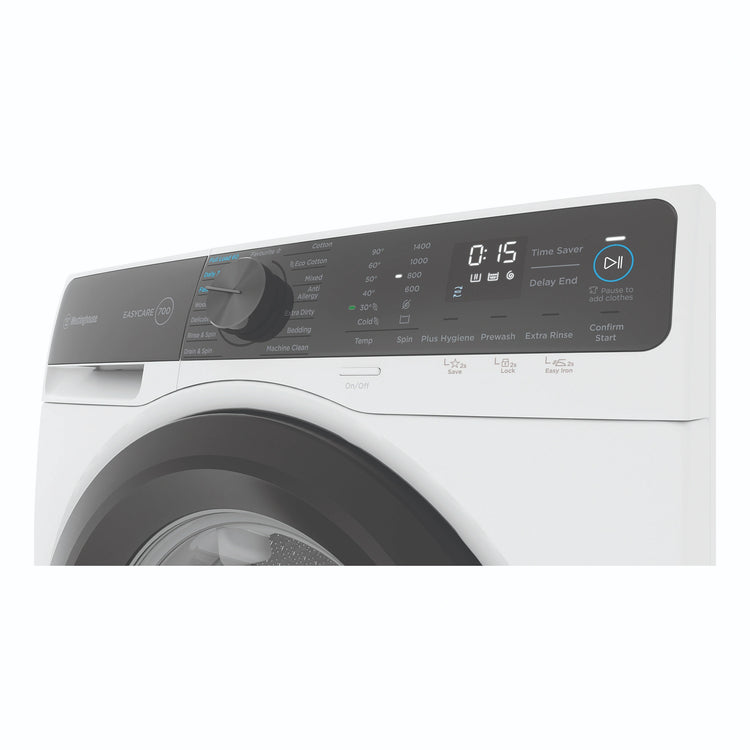 Westinghouse 10kg EasyCare 700 White Front-Load Washing Machine WWF1044M7WAS, Control Panel View