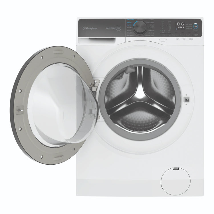 Westinghouse 10kg EasyCare 700 White Front-Load Washing Machine WWF1044M7WAS, Front View with Open Door
