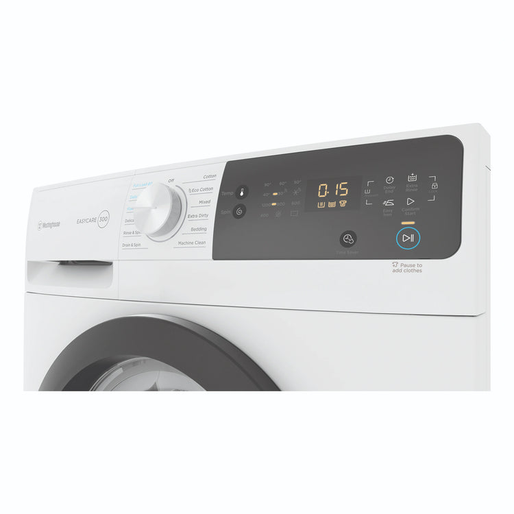 Westinghouse 7.5kg EasyCare 300 White Front Load Washing Machine WWF7524N3WAS, Control Panel View