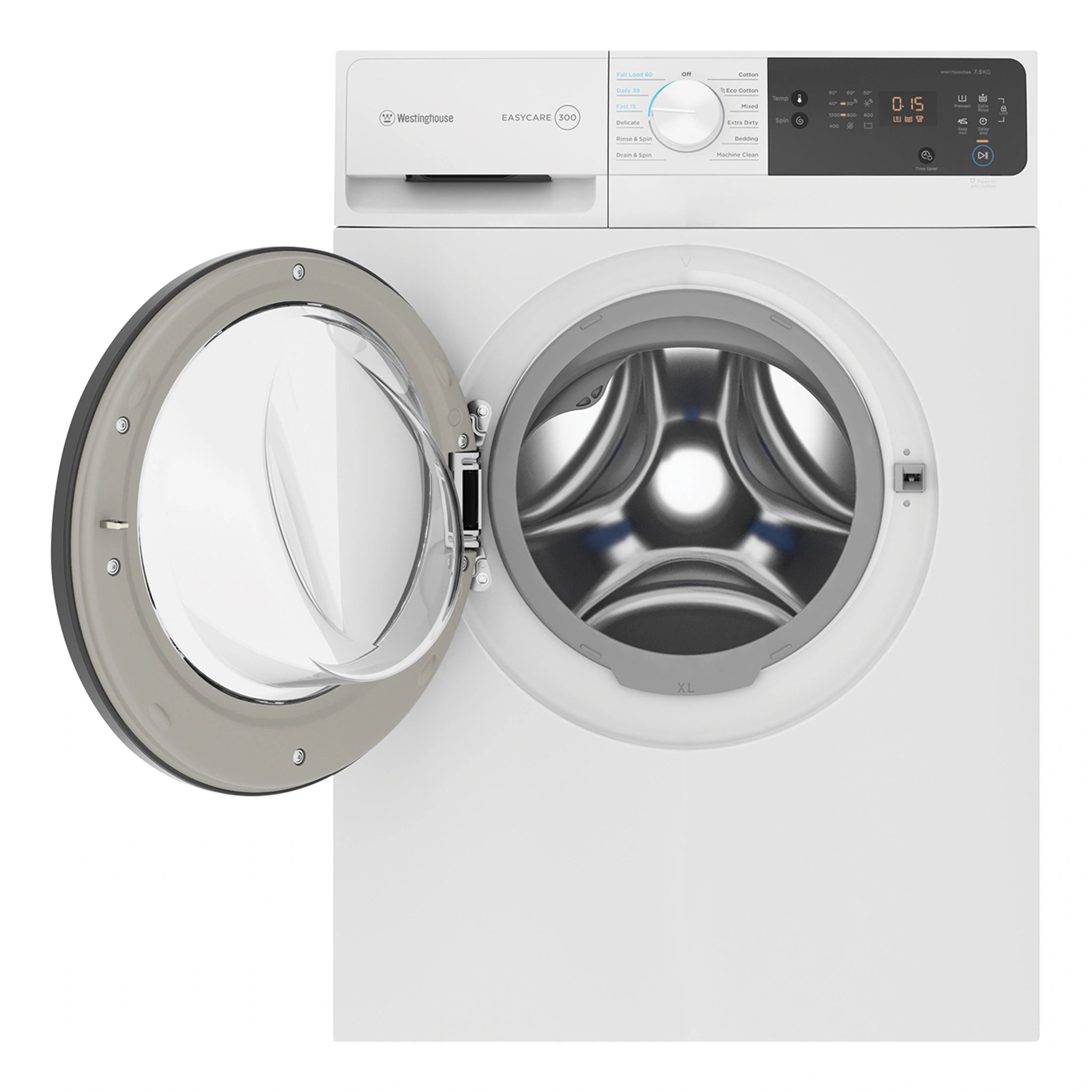 Westinghouse 7.5kg EasyCare 300 Series Washing Machine WWF7524N3WA, Door Open